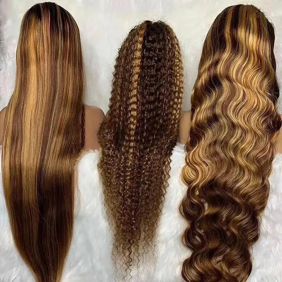 Front lace wig with African Black gradient colour and big wave, long curly synthetic hair.