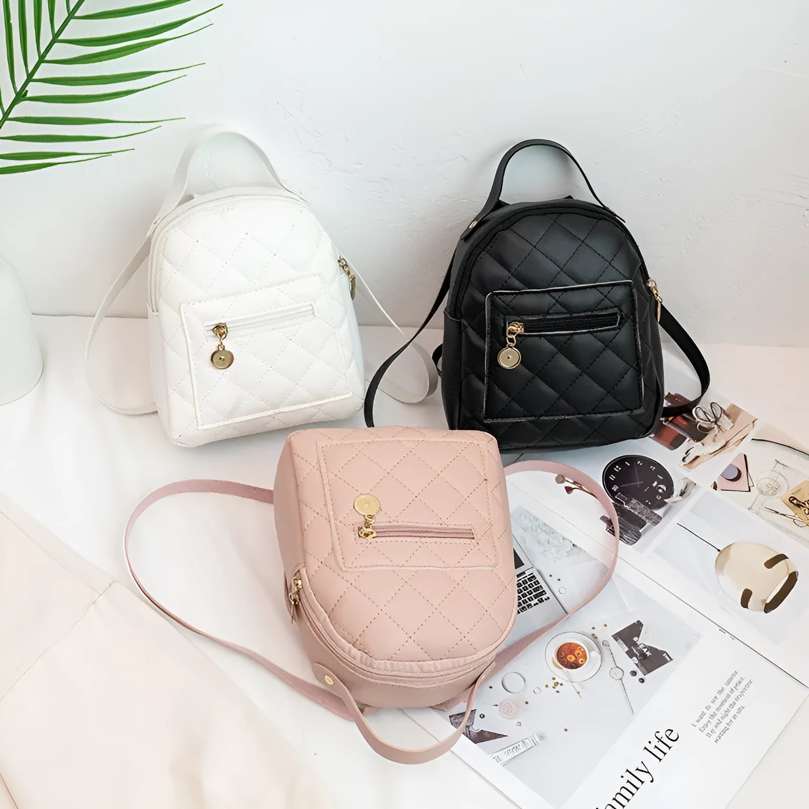 Girls' embroidered hard shell backpack in Korean style with square shape and sandwich pocket