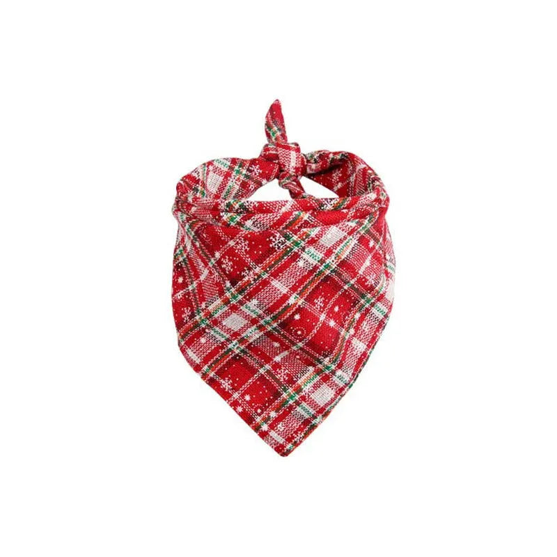 Cotton plaid dog bandana 44x44cm Christmas triangular pet scarf in six colours