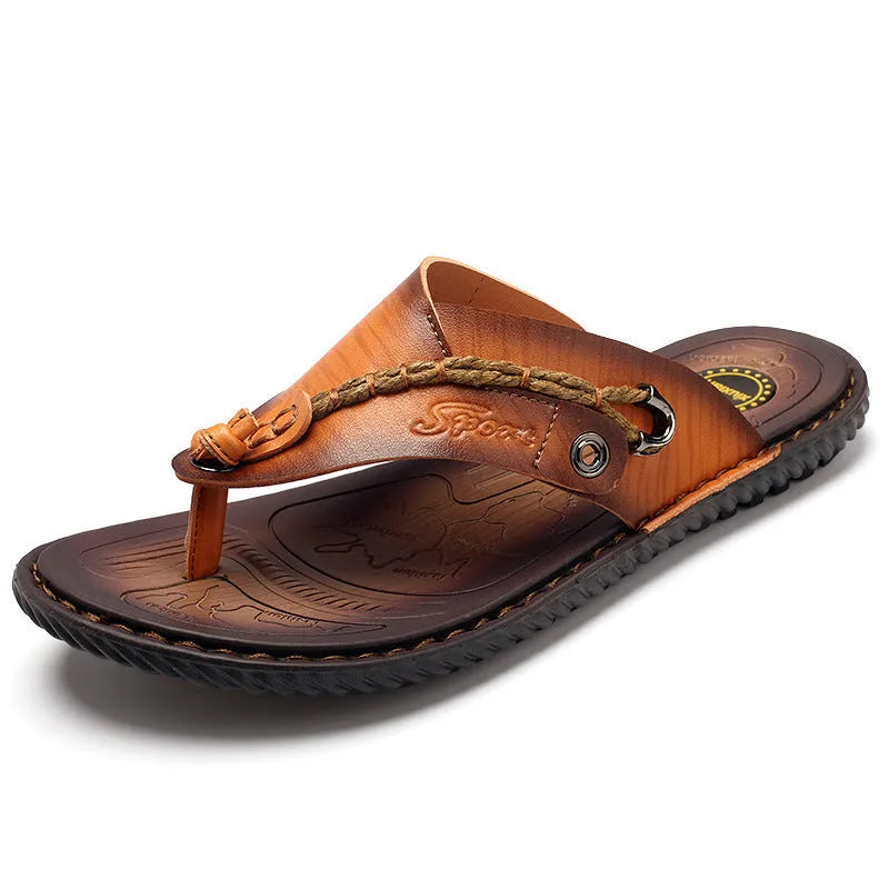 Plus size dark blue herringbone pattern outdoor slippers with rubber sole for men