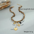 Geometric leopard love pendant stainless steel necklace with gold electroplated finish on adjustable chain