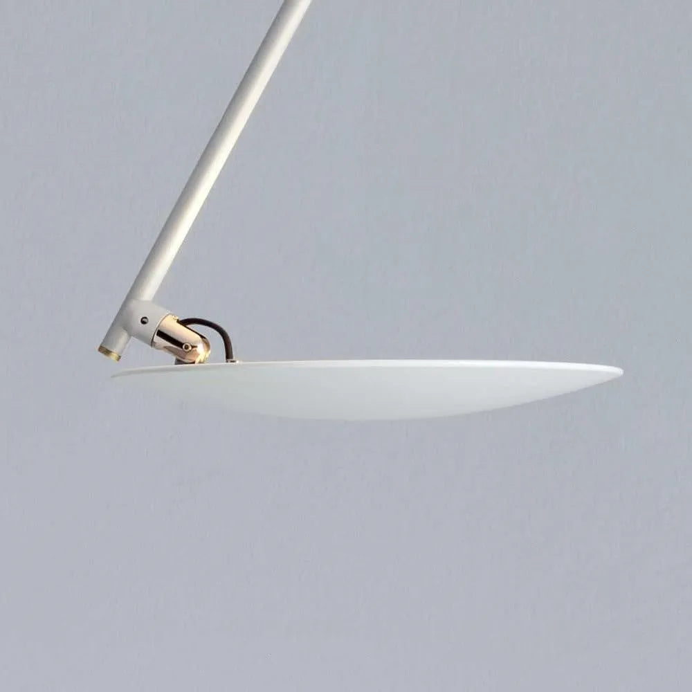 Modern iron ceiling lamp in white gold finish, 50cm diameter, with warm LED light.