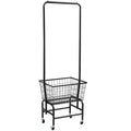 Iron single rod pulley storage car on casters with clothes hanger in white or black finish