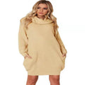 Women's loose lapel pullover sweater with side pockets in imitation cashmere fabric