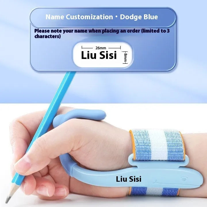 Blue anti-hook wrist brace pen control corrector for children's writing posture