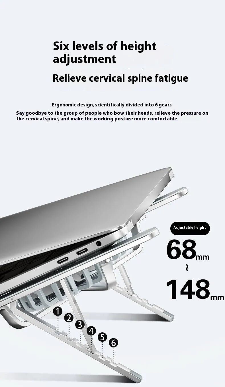 Silver aluminium laptop cooling stand with twin fans and height adjustment mechanism