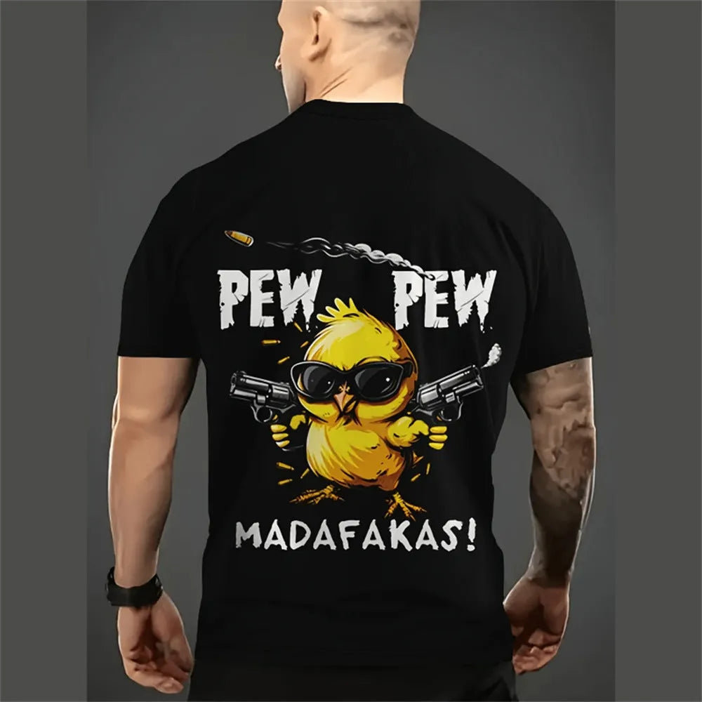 Men's loose casual short sleeve shirt with a colourful cartoon 3D print design.