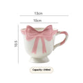 Ceramic mug with bow and heart decoration in Black Pink or White Powder colour, 301-400ml capacity