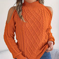 Women's gray strapless acrylic sweater with twisted pattern, half-high collar, and long lantern sleeves.