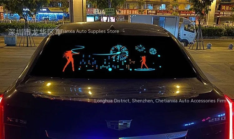 Car voice control rhythm lamp with electroluminescent panel showing multiple light pattern options