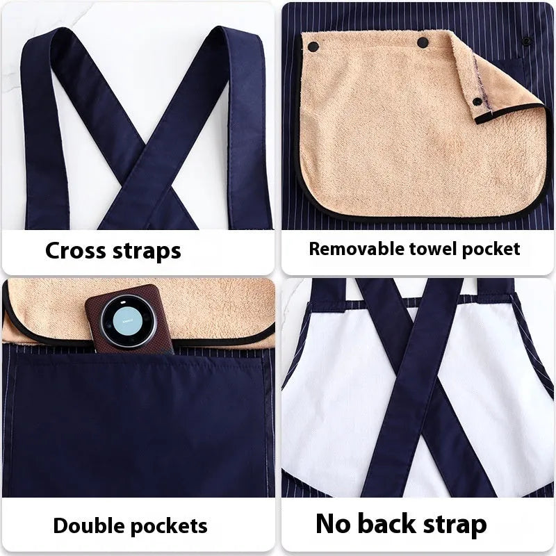 Waterproof polyester kitchen apron with hand towel replacement in multiple colour options