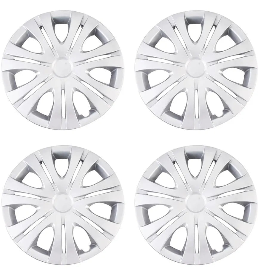 Universal wheel hub cover in ABS plastic available in silver, electroplating, or black finishes for 13-16 inch car wheels