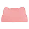 Silicone pet feeding mat with cat head shape design in blue colour for dog and cat bowls