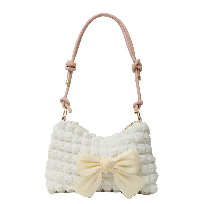 Women's casual canvas one-shoulder handbag in horizontal square shape with internal phone compartment