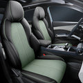 BYD Yuan PLUS car seat cushion cover in green, shown fitted to a car seat.