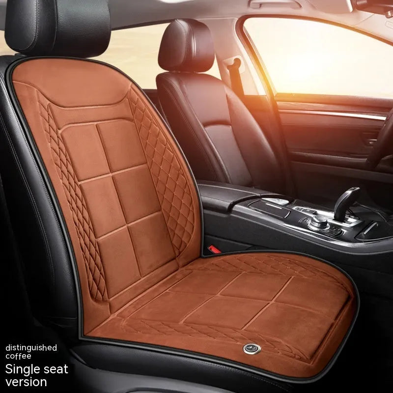 Automotive heating cushion in beige, black or coffee colours for single, double or rear car seats