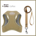 Soft brown waffle-weave cloth cat harness chest strap shown on a mannequin.