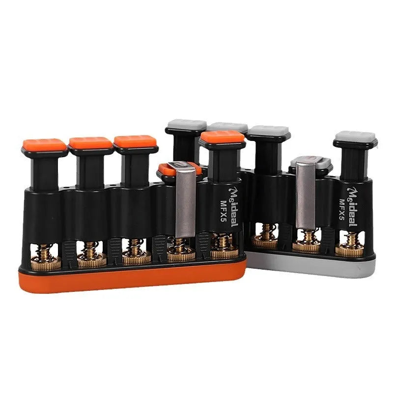 Grey and orange non-slip silicone finger trainer for musicians and climbers