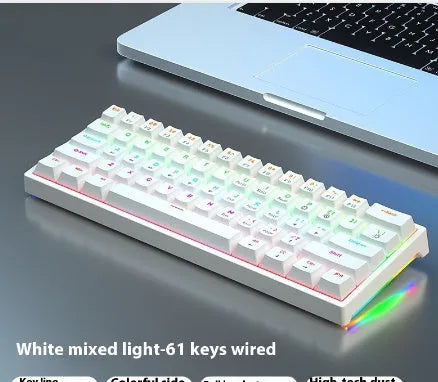Small bluish black mechanical keyboard with 61 keys and hot-swap switch sockets