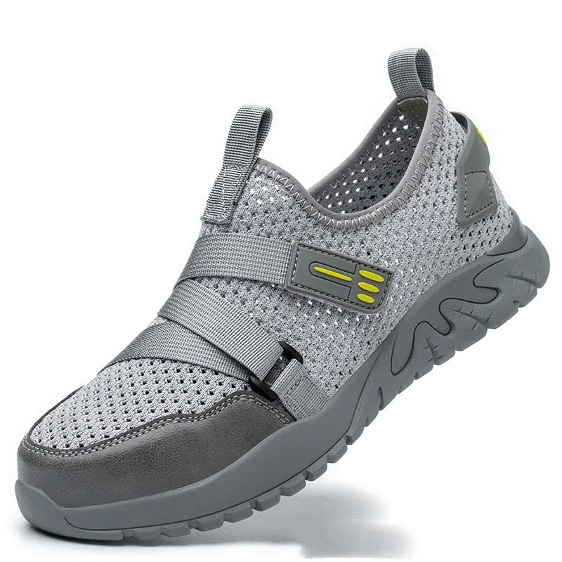 Men's grey anti-smash anti-puncture work insulation safety shoes with rubber sole