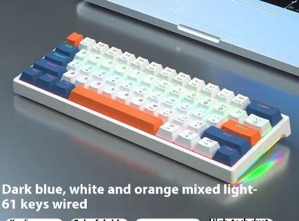 Small bluish black mechanical keyboard with 61 keys and hot-swap switch sockets
