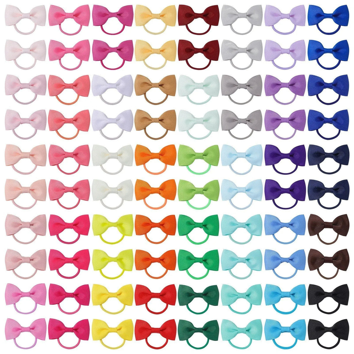 80 piece multi-colour baby hair tie set with tiny fabric bows for infants and toddlers