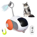Smart cat toy car with feather teaser attachment in blue colour with remote control