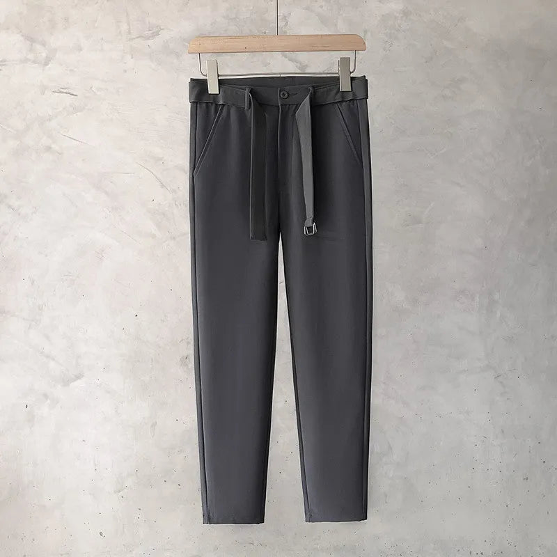 Boys slim straight wool trousers in tapered business casual street fashion style