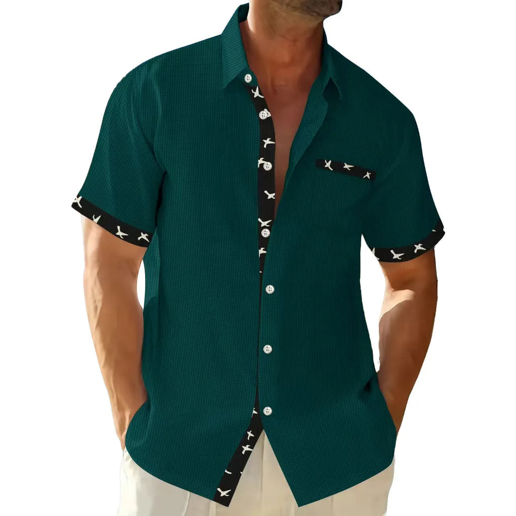 Men's loose casual floral print T-shirt shirt in black, polyester fibre, sizes S to XXXL
