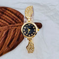 Stainless steel women's watch with round dial and Vachette clasp on wrist.