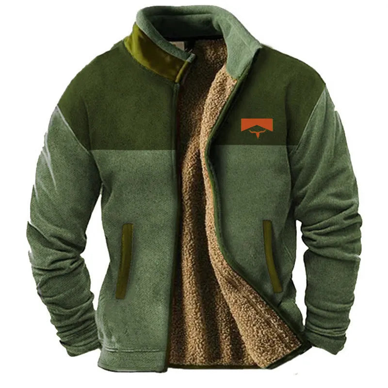 Men's polyester fleece padded coat in regular length with Asian sizing from S to 5XL