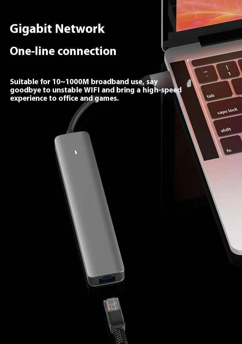7-in-1 USB-C hub with SD card reader, MicroSD slot, HDMI port, USB 3.0 ports, and PD charging