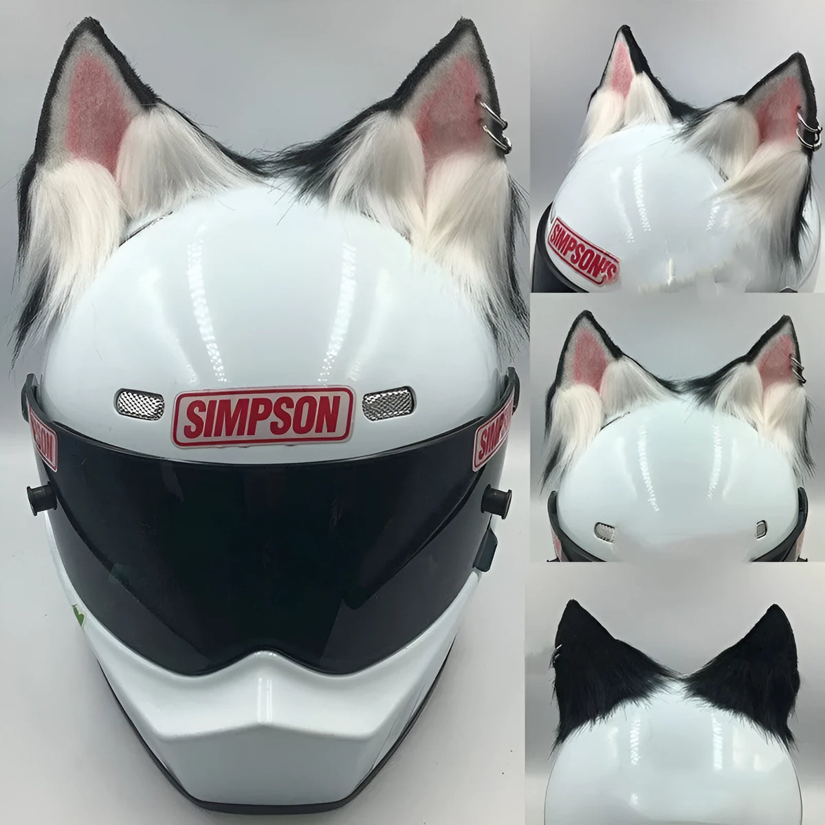 ABS plastic animal ear helmet ornaments with matching tail on motorcycle helmet