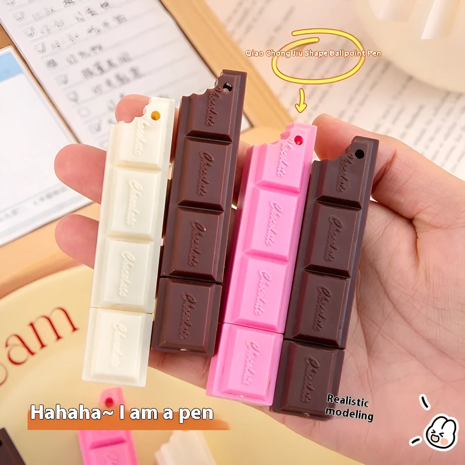 Cartoon chocolate ballpoint pen simulation food design with 0.5mm bullet tip