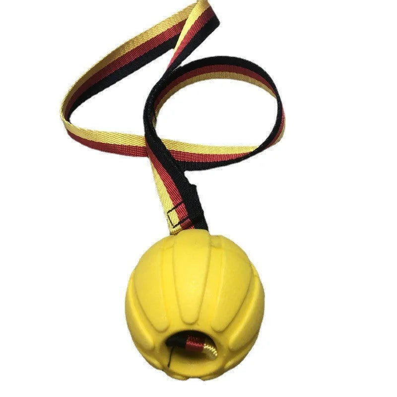 Floating bite-resistant EVA foam dog water ball toy in camouflage colour with string handle