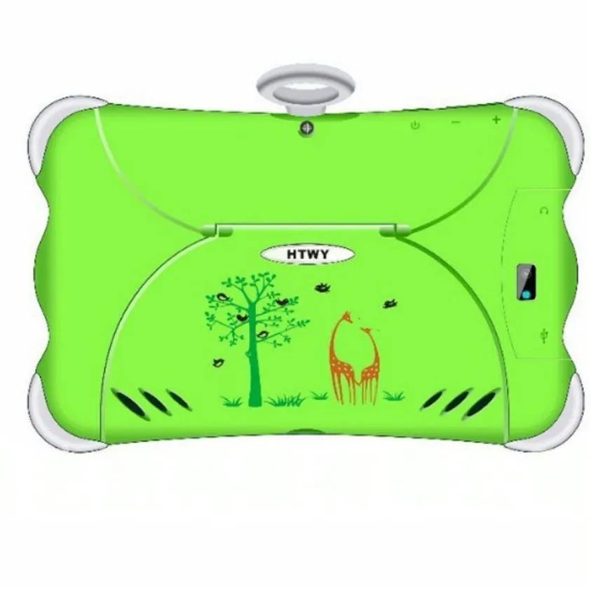 7-inch children's learning tablet in cartoon colours with included stand showing 3G calling capability