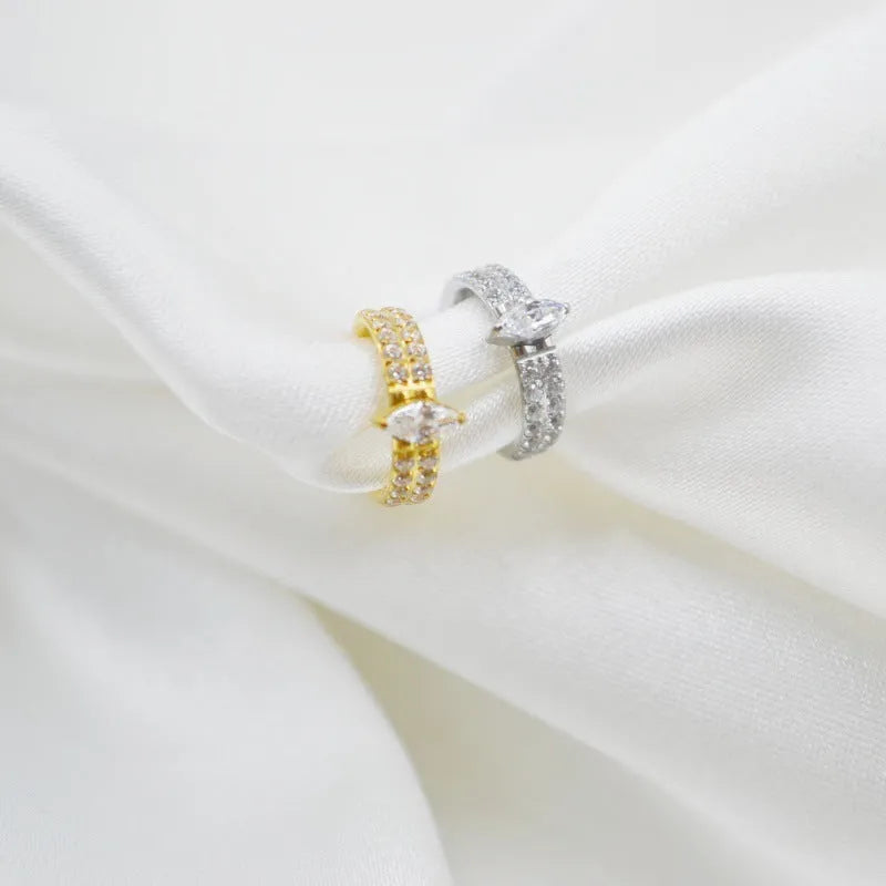 Heart-shaped zircon earrings for women in gold or silver 316 titanium steel