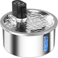 Stainless steel pet water fountain with constant temperature heating base in black and white colour options