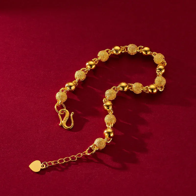 Solid light sand beads all-match bracelet, unisex alloy chain bracelet in antique style, colour S116