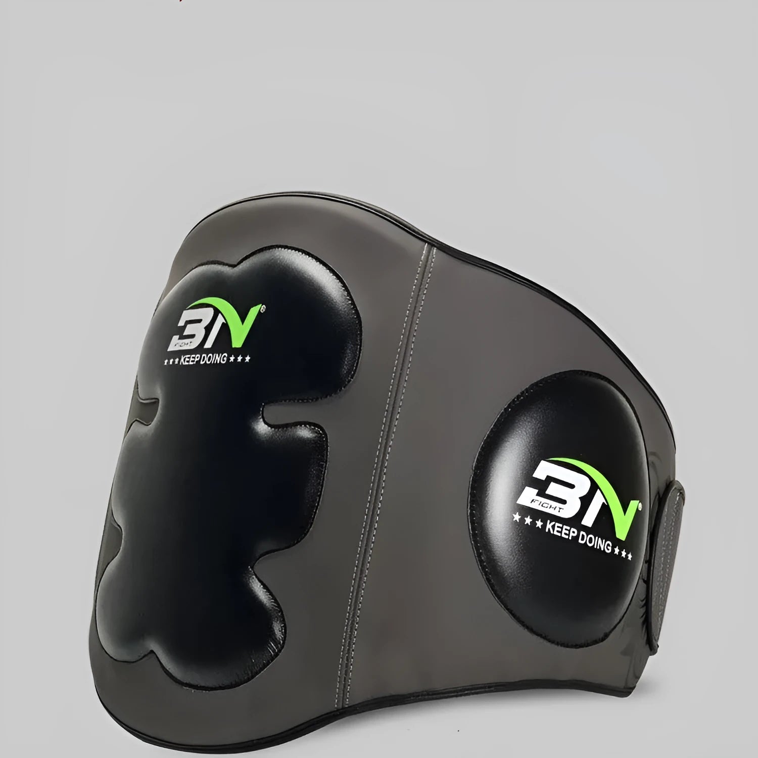 Dark grey Sanda boxing waist protection target with thickened guard for martial arts training.