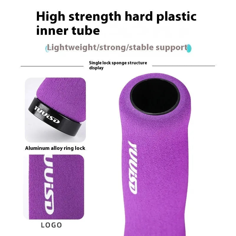 Mountain bike sponge handlebar grip covers in black, purple or biange colours weighing 41g