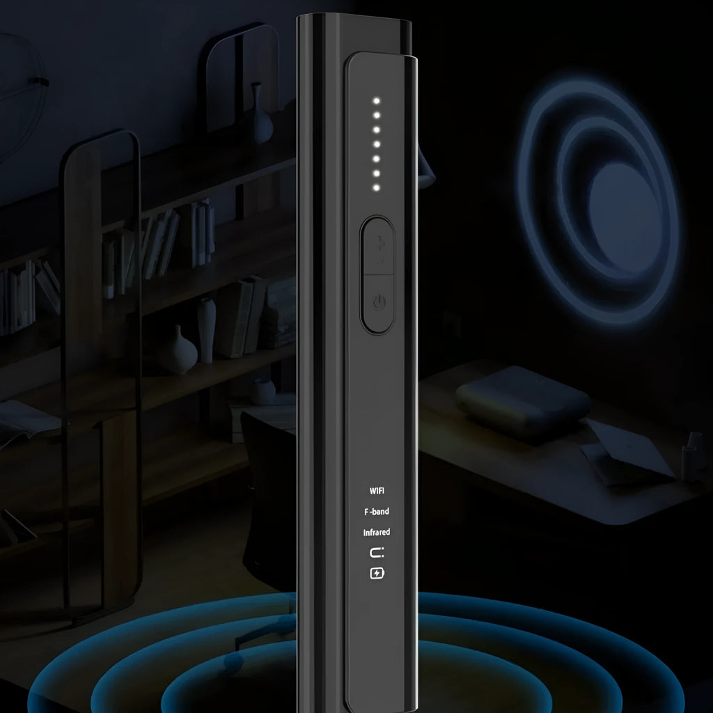 Signal Search Anti Spy Camera Detector unit in black or silver measuring 160mm × 88mm × 47mm