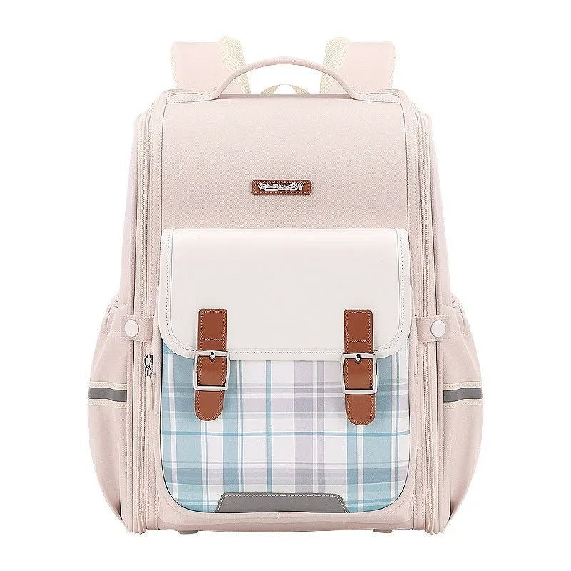 Grade 5-6 student schoolbag in Oxford cloth with large capacity, shown in multiple colour options