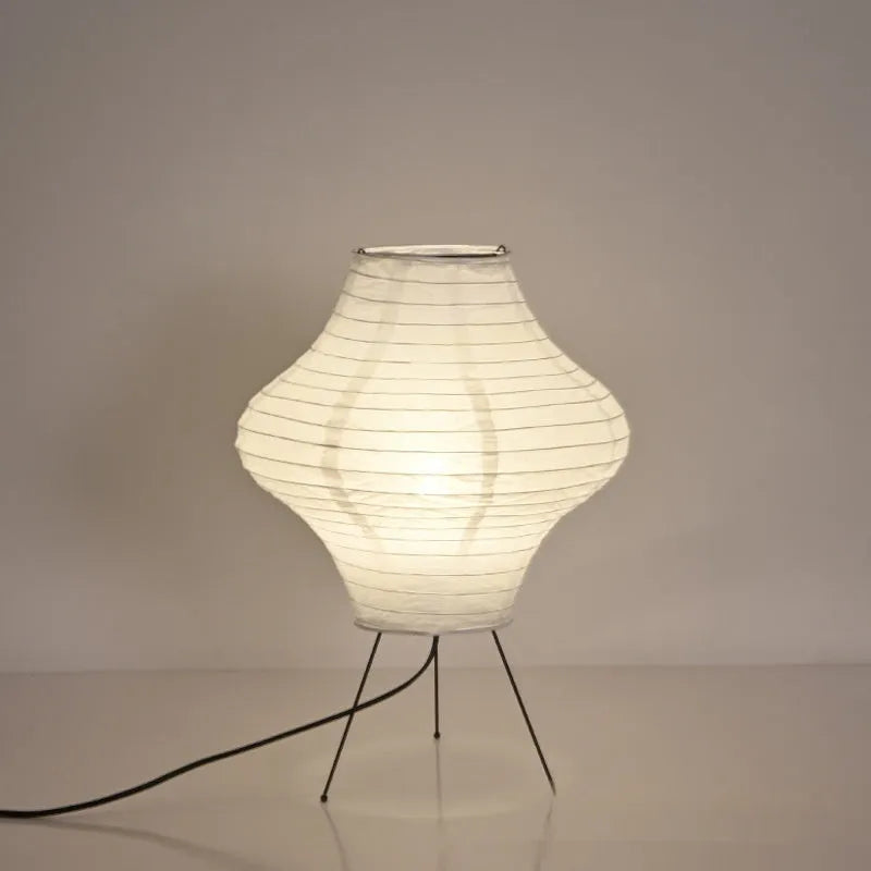 Japanese style cylindrical table lamp with Xuan paper shade and three-colour lighting option