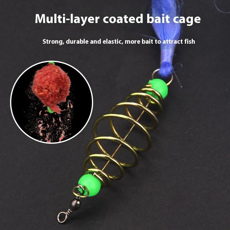 Hand throw fishing net with nylon mesh and metal spring hook, shown in various mesh sizes from 1.5cm to 6.5cm