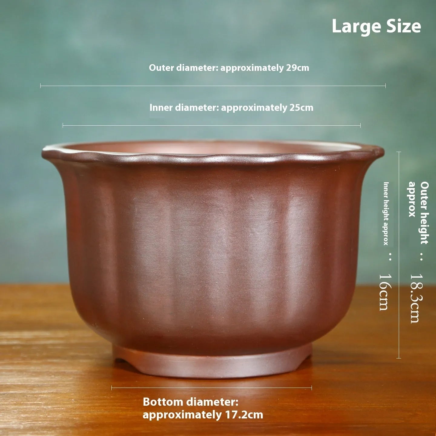Indoor antique carved wood burning ceramic flowerpot with purple sand material for bonsai display