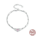 Women's 925 sterling silver bracelet with heart-shaped pendant on adjustable chain
