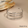 Stainless steel women's bracelet with geometric lines and simple opening clasp in gold or steel finish