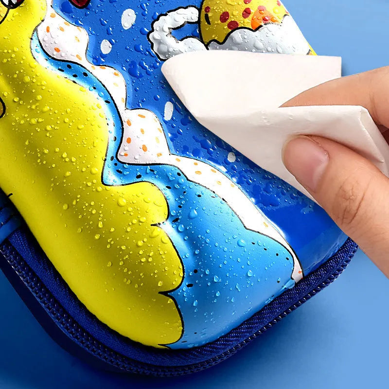 3D leather pencil case with embossed spaceship design in box style for stationery storage