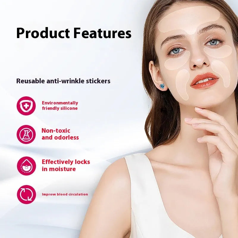 Five silicone anti-wrinkle face stickers for wrinkle removal and prevention